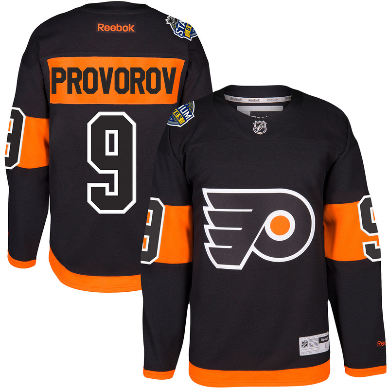 Men Philadelphia Flyers #9 Ivan Provorov Reebok Black 2017 Stadium Series Player Premier Jersey